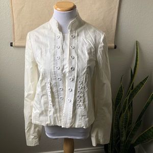 White Button-Up Anthropologie Sitwell Jacket